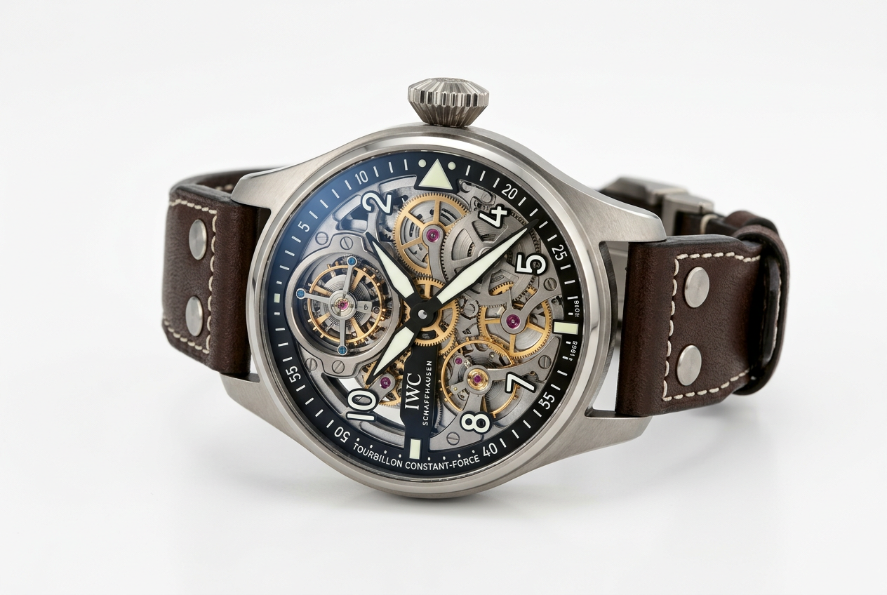 Aviator Tourbillon - mostrador esqueleto com movimento visível